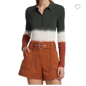 Derek Lam 10 Crosby lis el rib-knit polo shirt